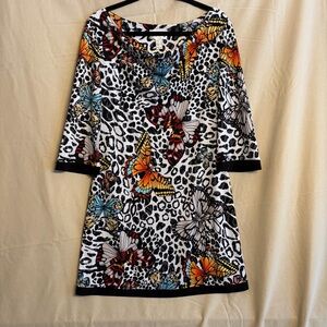 Joseph Ribkoff Women’s 10 Black and Orange Butterfly/Animal Print Dress
